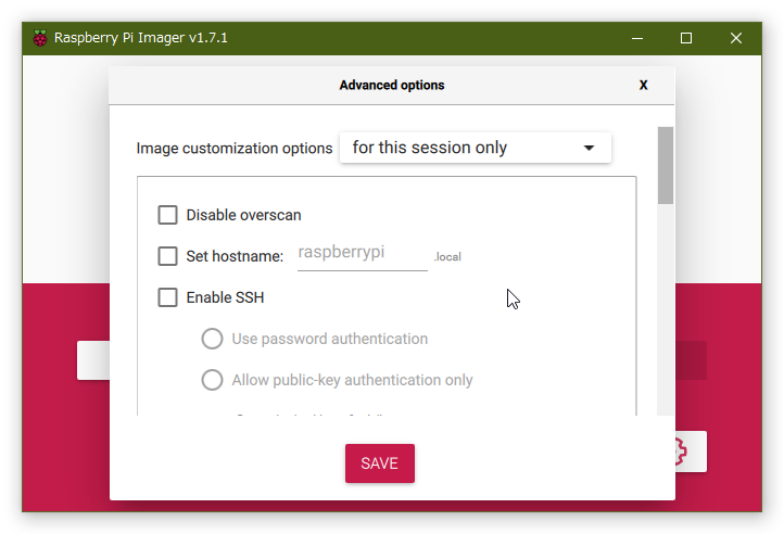 Raspberry Pi Imager Option1